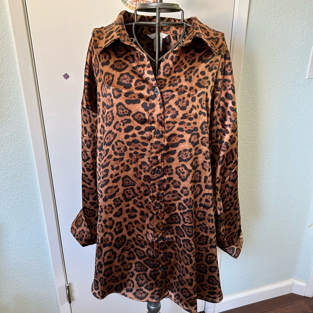 H&M Brown Leopard Print Blouse